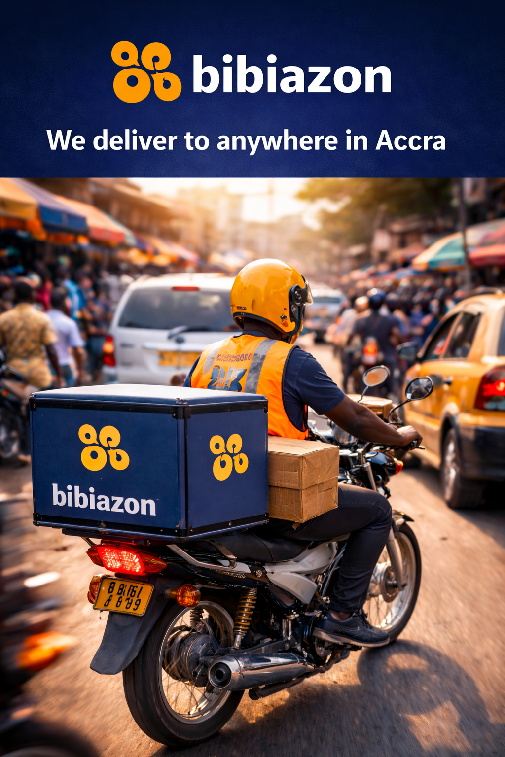 bibiazon rider navigating accra traffic