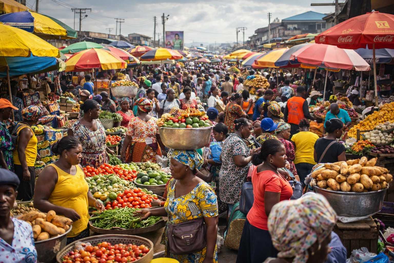 vibrant hustle at makola market, ghana